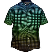 cheap Men&#039;s Plus Size Shirts-Men&#039;s Plus Size Shirt Big and Tall Optical Illusion Turndown Buttons Short Sleeve Spring &amp; Summer Tropical Fashion Outdoor Vacation Tops