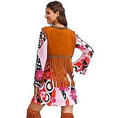 cheap Dresses-Retro Vintage 1970s Disco Dress Flare Cuff Sleeve Hippie Printing Women&#039;s Masquerade Party &amp; Evening Pride Parade Pride Month Adults&#039; Dress