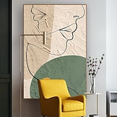 abordables Peintures portraits-peinture à l&#039;huile à la main peint à la main art mural abstrait personnes peinture sur toile décoration de la maison décor cadre tendu prêt à accrocher