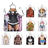 cheap Aprons-Cosplay Chef Apron For Women and Men, Kitchen Cooking Apron, Personalised Gardening Apron with Long Ties Neck Strap BBQ Drawing Crafting Aprons
