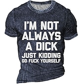 economico Magliette divertenti da uomo-Maglietta Rude Offensiva Grafica Lettera da Uomo Maglietta Tee a Maniche Corte Maglietta 3D Stampa Collo Rotondo Vintage Moda Designer All&#039;aperto Casual Quotidiana Nero Blu Marino Verde Scuro