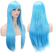 abordables Perruques de fête-perruques 32 80cm longue ligne droite anime mode femmes cosplay perruque fête perruque carnaval cosplay fête perruques