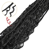cheap Crochet Hair-Crochet Box Braids Curly Ends 144 Strands 22 Inch Bohomian Crochet Braids Box Braids 3X Goddess Box Braids Crochet Hair Synthetic Crochet Braids Hair Extensions