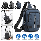 cheap Laptop Bags,Cases &amp; Sleeves-Men Anti Theft Chest Bag Shoulder Bags School Short Trip Messengers Bags Men&#039;s Nylon Sling Pack USB Charging Crossbody Backpack, Back to School Gift