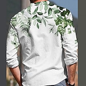 preiswerte Pflanzen Muster-Herren Pflanze Hemd leinenhemd Lässiges Hemd Langarm Moderne zeitgenössische Brautkleider schlicht Hawaiihemd Urlaub Ausgehen Strand Sommer Frühling Umlegekragen Bedruckt Button-Down Blau Purpur Grün