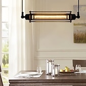 economico Luci Isola cucina-lampada a sospensione a led lungo 17,5 &quot;gabbia tubolare gabbia nera o in ottone edison ciondolo barra sospesa - lampada da soffitto a filo nero illuminazione industriale