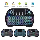 cheap Keyboards-Mini Wireless Keyboard with Multi-touch Touchpad 7 Colors Backlight Wireless Touchable Remote Control for Smart TV Box Desktop Touchpad PC