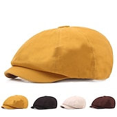 voordelige Herenhoeden-Voor heren Damesbaret Krantenverkoper hoed Zwart Geel Katoen Streetwear Stijlvol Casual Buiten Dagelijks Uitgaan Effen Zonbescherming