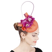 cheap Fascinators-Fascinators Sinamay Wedding Tea Party Kentucky Derby Horse Race Ladies Day Vintage Fashion Handmade With Floral Headpiece Headwear