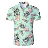 preiswerte Essen &amp; Getränke-Herren Frucht Ananas Hemd Hawaiihemd Sommerhemd Aloha-Shirt Kurze Ärmel Hemd Umlegekragen Tropisch Hawaiianisch Designer Outdoor Strasse Casual Grün / Schwarz Weiß Rosa 3D-Druck S M L
