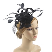 olcso Kalapok és fejdíszek-elbűvölő kentucky derby sapka fejfedők organza poliészter / poliamid fedora kalap fátyol sapka tea party lovasverseny hölgyek napi vintage stílusú vintage elegáns toll rátétekkel fejdísz