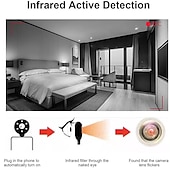 お買い得  セキュリティーセンサー-カメラ検出器 LED 隠しデバイス検出器 アンチスパイ カメラファインダーは隠しデバイスを見つけます USB-C ポータブル ミニ携帯電話 ホテルやバスルームの盗難防止アラーム