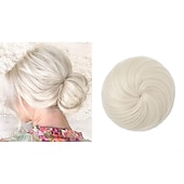 voordelige Chignons-zwarte knot haarstukken voor vrouwen meisjes dame trekkoord nep ballet bun extensions synthetische opgestoken donut chignon uit één stuk