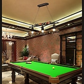abordables Diseño de línea-luces de mesa de billar lámpara de mesa de billar lámpara de casa de campo, loft industrial 3 cabezas accesorios de iluminación de cocina de hierro tapa de olla pantalla de vidrio, decoración de
