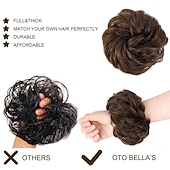 abordables Chignons-100% remy de cheveux humains extension de chignon désordonné chignon en désordre chouchous extension bouclés ondulés désordonné 100% remy extensions de cheveux humains chignon pour les femmes chignon