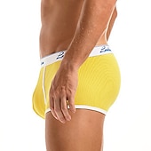 お買い得  メンズのボクサーパンツ-男性用 2パック ボクサー ポリエステル 高通気性 ソフト カラーブロック ミディアムウエスト ホワイト イエロー