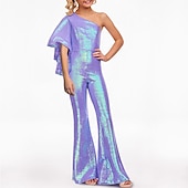 cheap Flower Girl Dresses-Jumpsuits Floor Length Flower Girl Dress Pageant &amp; Performance Juniors Cute Prom Dress Sequined with Paillette Sparkle &amp; Shine Rainbow Fit 3-16 Years dress to impress
