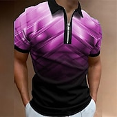 tanie Męska koszulka polo geometryczna-Męskie Geometryczny Koszulki polo z zamkiem błyskawicznym Koszula golfowa Krótki rękaw Koszulki polo Koszule z kołnierzykiem Codzienny Ubrania wakacyjne Ubrania formalne Ubrania festiwalowe Druk 3D