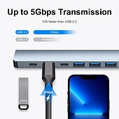 cheap USB Hubs-4/7/8 In 1 USB3.0 Type C Extender Hub Docking Station Multi USB Splitter Multiport Adapter USB 3.0 2.0 TF SD Reader Slot For for Mac Pro Mini iPad Pro Surface Pro lash Drive Mobile HDD