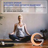 お買い得  スマートライト-リズムRGBICライトバーLEDスマートライトBluetoothスピーカーアラームクロック調光可能ウェイクアップライトアラームクロックワイヤレス充電テーブルランプ