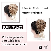 tanie Koki-kok treski potargane updo przedłużanie włosów z elastycznymi gumkami do włosów kręcone włosy kok scrunchle dla kobiet