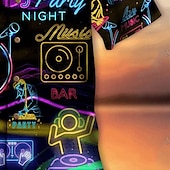 preiswerte Retro Vintage Druck-Herren Bunt Lampen Hemd Sommer Hawaiihemd Alohahemd Kurze Ärmel Hemd Umlegekragen Tropisch Streetwear Hawaiianisch Party Täglich Hawaiianisch Schwarz Blau Purpur S M L