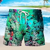 お買い得  オーシャンプリント-男性用 グラフィック 海洋 観賞魚用 スイムトランク スイムショーツ ボードショーツ ミディアムウエスト ハワイアン デザイナー ボヘミアン 祝日 ビーチ ドローストリング メッシュ裏地付き 弾性ウエスト デザイナー 衣類