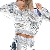 billiga poledancekläder-Danskostymer Exotiska danskläder Pole dance Topp Ren Färg Tvinning Dam Prestanda Träning Långärmad Polyester