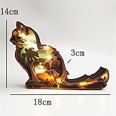 Недорогие Декоративные огни-Деревянные украшения в виде животных, светодиодный светильник, 3d полая резьба, домашний декор, фигурки, ремесла, офисный стол, украшения для спальни, аксессуары