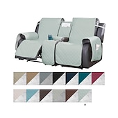 זול כיסא הכורסה הסתיים-כיסויי ספה שכיבה של loveseat עם קונסולה, כיסוי לחיות מחמד מונע החלקה לכורסת אהבה כפולה עם רצועות אלסטיות, כיסוי מושב אהבה מפוצל מגן ריהוט