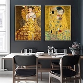 levne Sníženo na 30 $-2ks bezrámový klasický umělec gustav klimt polibek abstraktní olejomalba na plátně plakát moderní umění nástěnné obrazy pro výzdobu obývacího pokoje
