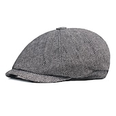 abordables Sombreros de hombre-Hombre Sombrero de la boina Sombrero de vendedor de periódicos Color Caquí Gris Ligero Algodón y lino Ropa de calle Elegante Moda de los años 20 Exterior Diario Noche Estampados Filtro Solar