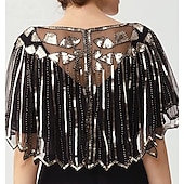 preiswerte Schals &amp; Umhänge-Goldene Zwanziger 1920er Retro Vintage Flapper-Schals Der große Gatsby Hochzeitsgast Pailletten Kostüm Damen Hochzeit Hochzeitsgast Party-Abendmode Erwachsene Schal