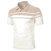 billiga Klassisk pikétröja för män-Herr POLO Shirt Golftröja Utomhus Företag Klassisk Kort ärm Mode Designer Färgblock Randig Klassisk Stil Sommar Vår Normal Svart Marinblå Blå Brun Grön Grå POLO Shirt
