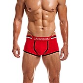 cheap Men&#039;s Boxers Underwear-Men&#039;s 2 Packs Briefs Polyester Breathable Soft Color Block Mid Waist Black White