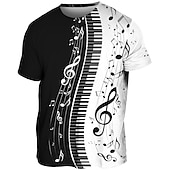 abordables Camisetas 3D-Festival de Música Hombre Graphic Instrumento musical Camiseta Tee Manga Corta Camiseta Impresión 3D Cuello Barco Camisa Vintage Moda Design Exterior Casual Diario Negro Blanco Primavera verano Ropa
