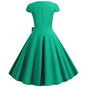 cheap Historical &amp; Vintage Costumes-Retro Vintage 1950s Vacation Dress Flapper Dress Swing Dress Christmas Party Dress Audrey Hepburn Women's Cosplay Costume Masquerade Casual Daily Dress Attire Christmas Party