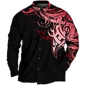 baratos Camisas masculinas plus size-Homens Tamanho Grande Camisa Social Grande e Alto Estampas Abstratas Aberto para a Lateral Imprimir Manga Longa Primavera Verão Esportes Moda Roupa de rua Designer Ao ar livre Rua Blusas