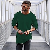 olcso férfi pulóver pulóver-Férfi Pulóver Kötött Szokványos Egyszínű Terített nyak Pulóverek Napi Ruházat Raglán ujjak Tél Lóhere Fekete M L XL