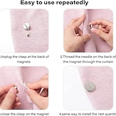 economico Articoli per la casa-3 paia clip magnetica per bottoni per tende fibbia magnetica staccabile per pulsante di prevenzione delle perdite di luce della tenda fibbia senza punzonatura decorazioni per la casa