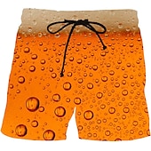 baratos Comida &amp; Bebidas-Homens Estampas Abstratas Cerveja Calção de Banho Bermuda de Surf Shorts de Natação Cintura Média Moda Roupa de rua Casual Ao ar livre Diário Feriado Bolsos Com Cordão Cintura elástica Designer Roupa