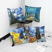 abordables Coussins, inserts et housses-van gogh double côté taie d&#039;oreiller 4 pc doux décoratif carré taie d&#039;oreiller taie d&#039;oreiller pour chambre salon canapé canapé chaise lavable en machine
