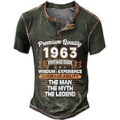 preiswerte Lustige Wörter-Herren Graphic Buchstabe &amp; Nummer Henley Shirt Tee Kurzarm 3D-Druck Modisch Designer Komfortabel Outdoor Casual Täglich Frühling &amp; Herbst Schwarz Marineblau Armeegrün Kaffee Henley Henley T-Shirt