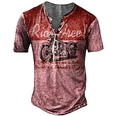 cheap Vintage&amp;Retro-Men&#039;s T shirt Tee Henley Shirt Tee Graphic Motorcycle Henley Blue red Red Blue Purple Green 3D Print Plus Size Outdoor Casual Short Sleeve Button-Down Print Clothing Apparel Designer Stylish Retro