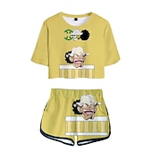 cheap Cartoon &amp; Movie Character Graphic-One Piece Monkey D. Luffy Roronoa Zoro Outfits Shorts Crop Top Anime 3D Graphic For Women&#039;s Adults&#039; 3D Print