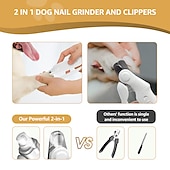 abordables Dressage pour chiens-Meuleuses et coupe-ongles 2 en 1 pour chien avec 2 lumières LED et garde de sécurité meuleuse électrique rechargeable pour animaux de compagnie silencieux à faible bruit pour petits chiens et chats de