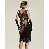 cheap Outfits-Retro Vintage Roaring 20s 1920s Flapper Dress Dress Outfits Necklace / Earrings The Great Gatsby Wedding Guest Sequins Tassel Fringe Women&#039;s Party / Evening Masquerade Wedding Reception Adults&#039; Dress