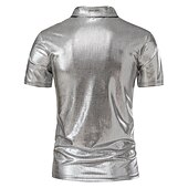 preiswerte Klassisches Poloshirt für Herren-Herren Poloshirt Golfhemd Klub Kubanisches Halsband Kargen Kurzarm Brautkleider schlicht Wellen Neuheit Knopf vorne Regular Fit Silber Schwarz Gold Poloshirt