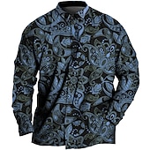 economico Camicie taglie forti da uomo-Per uomo Taglie Forti Camicia Grande e alto Stampe Grafiche Collo ripiegato Bottoni Manica Lunga Primavera &amp; Estate Sport Moda Streetwear Designer All'aperto Vacanza Top