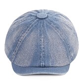 tanie Czapki męskie-Męskie Beret Kapelusz gazeciarza Czarny Niebieski Jeans Moda miejska Elegancki Codzienny Na zewnątrz Codzienny Wyjściowe Równina Filtr przeciwsłoneczny